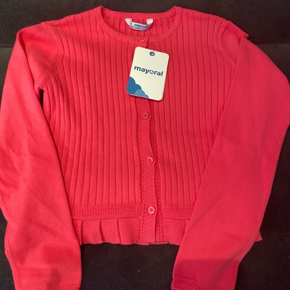 MAYORAL Pink long sleeve cropped cardigan size 9 - Picture 4 of 5